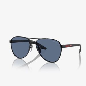 Prada Sport  Linea Rossa PS51YS 1BO06A 61 Matte Black Blue 51YS Sunglasses